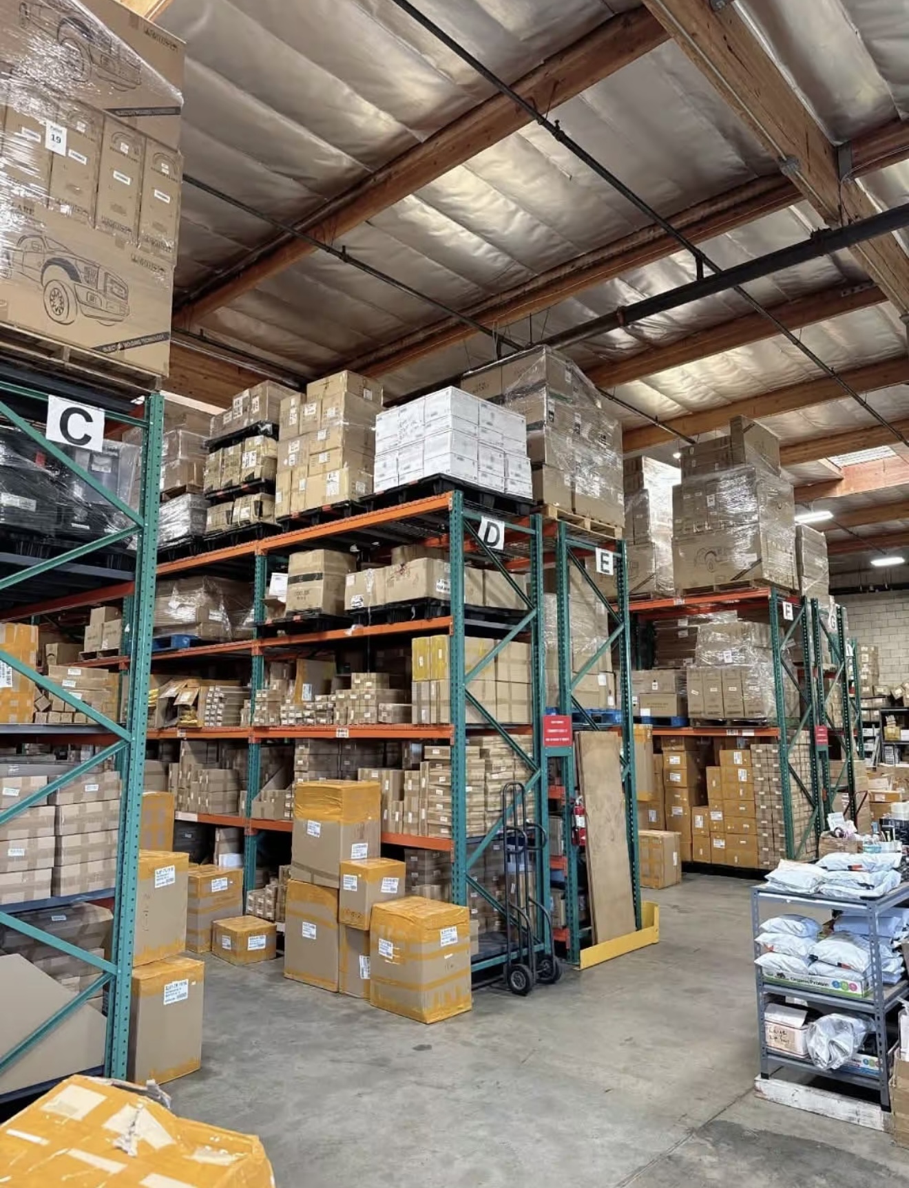 Warehouse aisle and storage area